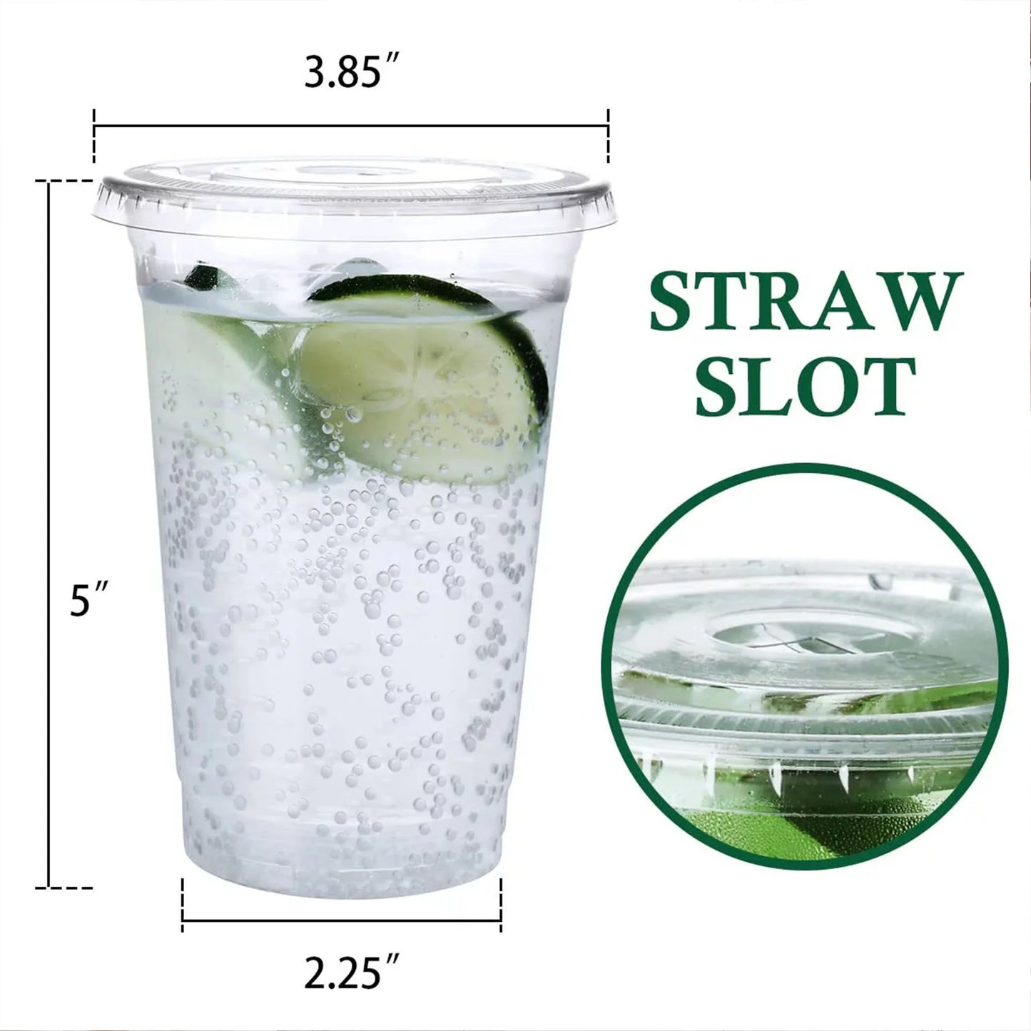 100 Pack 16 Oz Clear Plastic Cups with Lids, Disposable Clear Drink Cups with Lids for Party