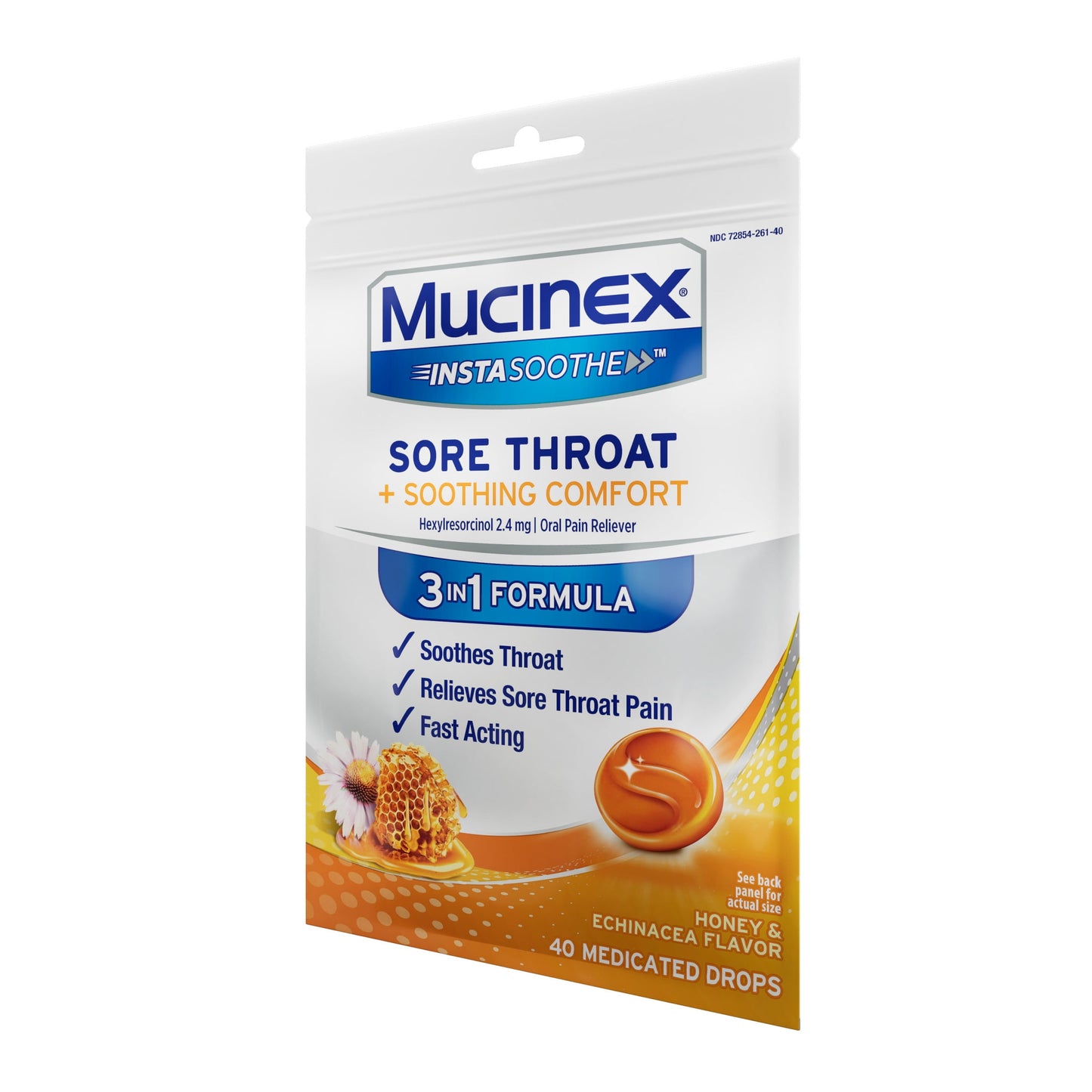 Instasoothe Sore Throat Lozenges, FSA, Honey & Echinacea Flavor, 40 Medicated Throat Drops