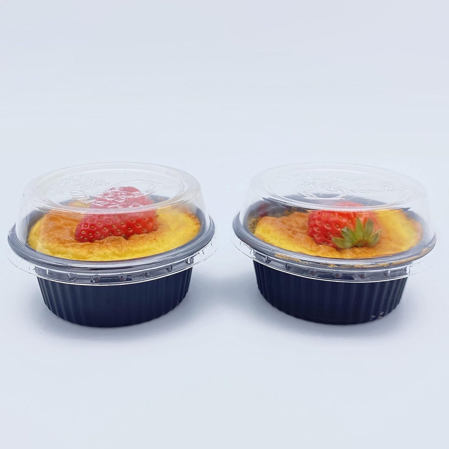 Pack of 25 (Flat Lid)-Oven & Freezer Safe Plastic round Baking Container with Clear Lid, 150Ml Disposable Individual Muffin Baking Cups, Valentine'S Day Cupcake Baking Cups