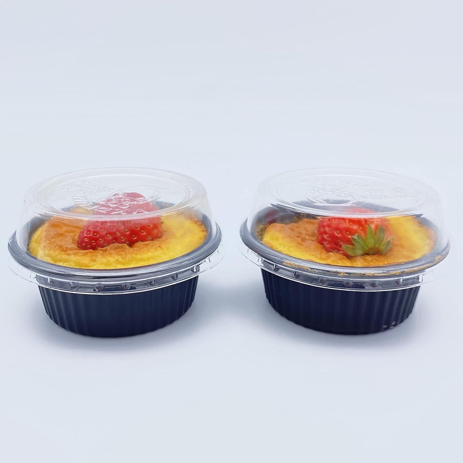 Pack of 25 (Flat Lid)-Oven & Freezer Safe Plastic round Baking Container with Clear Lid, 150Ml Disposable Individual Muffin Baking Cups, Valentine'S Day Cupcake Baking Cups