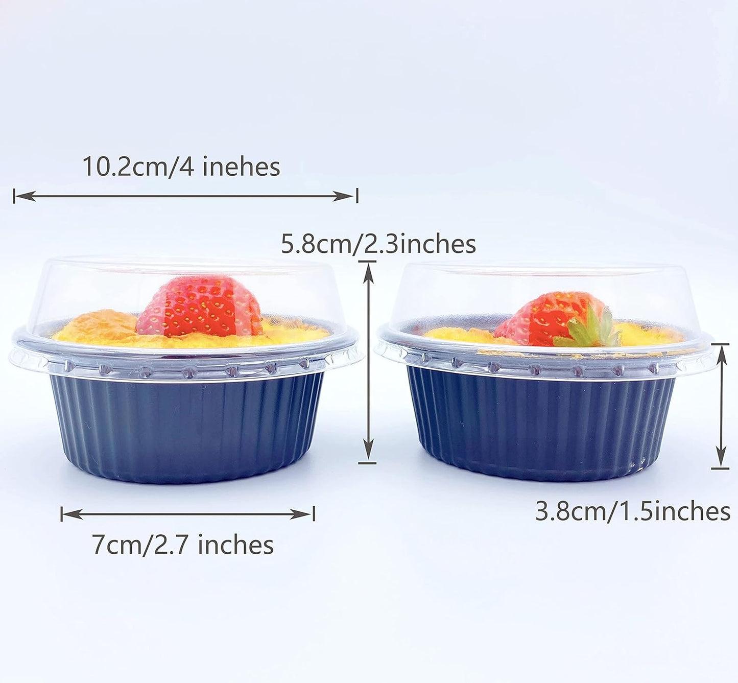 Pack of 25 (Flat Lid)-Oven & Freezer Safe Plastic round Baking Container with Clear Lid, 150Ml Disposable Individual Muffin Baking Cups, Valentine'S Day Cupcake Baking Cups