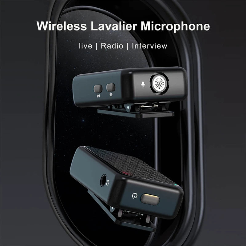 Wireless Dual Channel Lapel Mic System with 98ft range For Smartphone