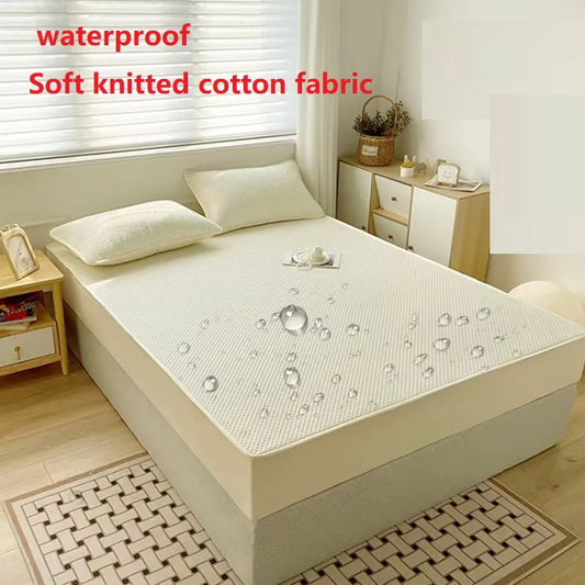 Waterproof Quilted All-inclusive Mattress Cover Good Quality Queen Size Soft Knitted Cotton Bed Cover Not Included Pillowcase