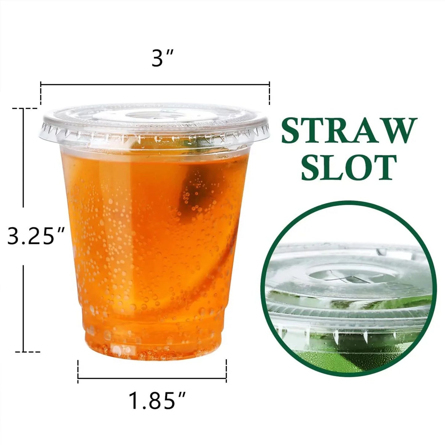 100 Sets 8 Oz Plastic Cups with Flat Lids, Disposable Clear Cups for Lids Ice Coffee Cups