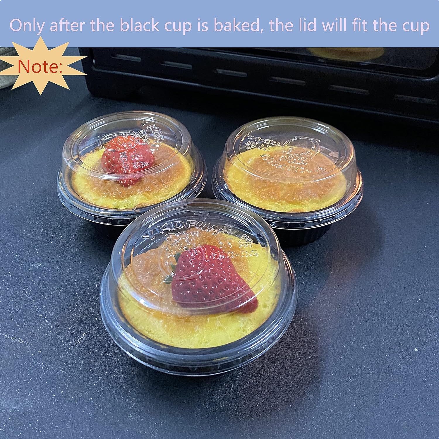 Pack of 25 (Flat Lid)-Oven & Freezer Safe Plastic round Baking Container with Clear Lid, 150Ml Disposable Individual Muffin Baking Cups, Valentine'S Day Cupcake Baking Cups