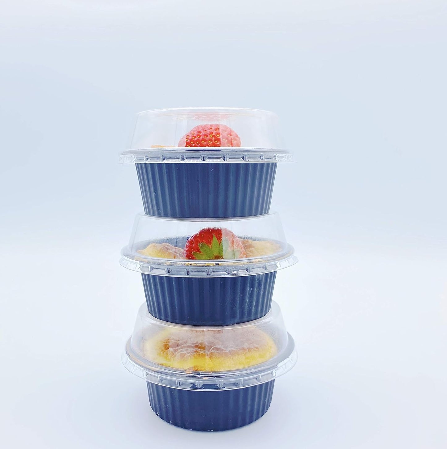 Pack of 25 (Flat Lid)-Oven & Freezer Safe Plastic round Baking Container with Clear Lid, 150Ml Disposable Individual Muffin Baking Cups, Valentine'S Day Cupcake Baking Cups